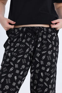 Zivame Harry Potter Knit Cotton Loungewear Set - Black Beauty — thumbnail 8